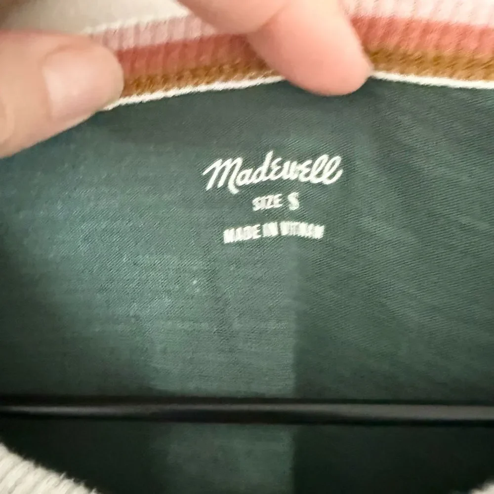 Madewell Whisper Cotton Short Sleeve Ringer Tee in Green Size S - Picture 4 of 6